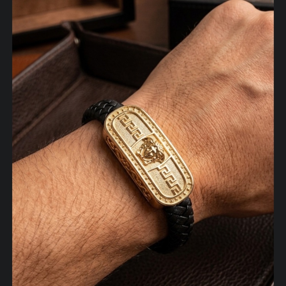 Versace Medusa Leather Men’s Bracelet